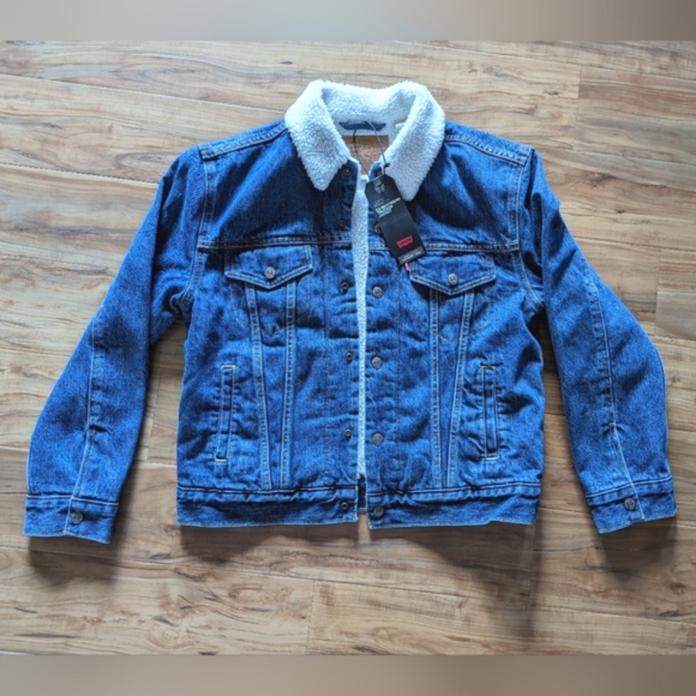 Levi’s Premium Ex Boyfriend Trucker Jacket Sherpa NWT jeans denim
